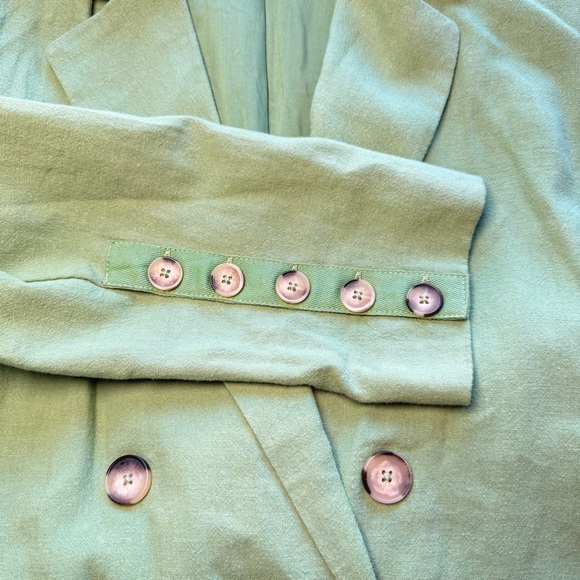 Free People Olivia Blazer Grassland Green Linen Blend Tie Belt Jacket XS - Picture 7 of 9